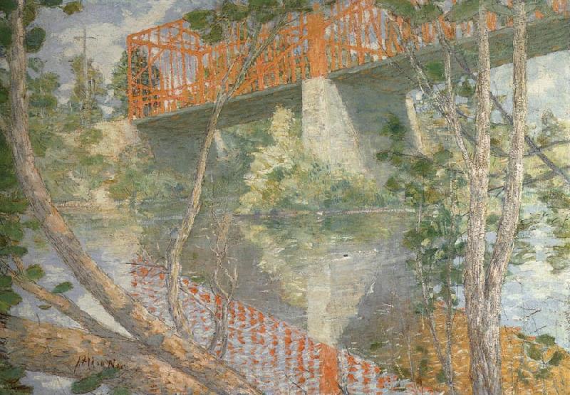 julian alden weir The Red Bridge Norge oil painting art